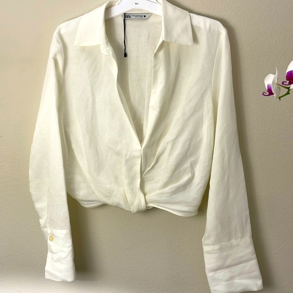 Zara lined crop blouse XS never used
